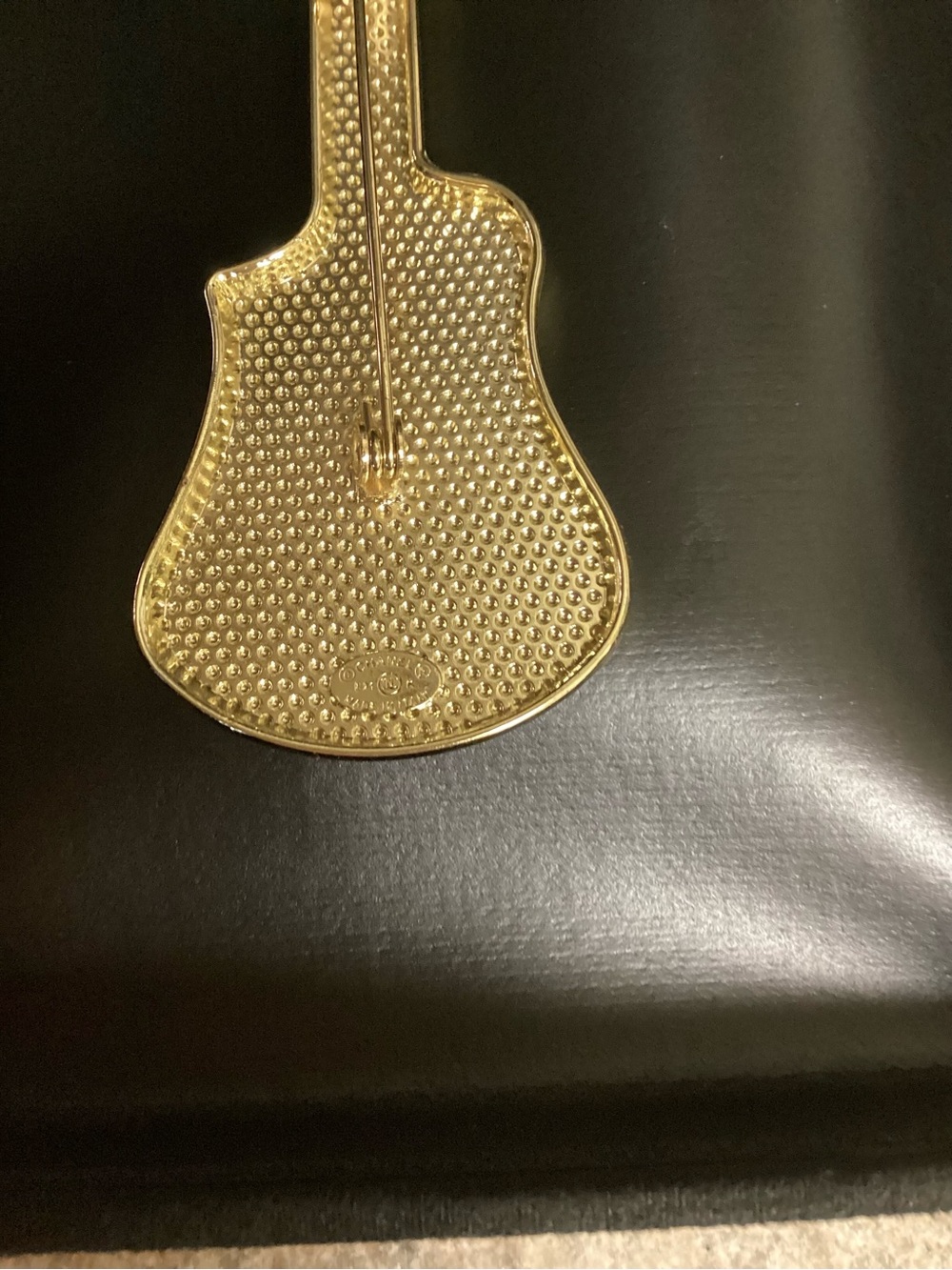 CHANEL Black Enamel Guitar Brooch with Blue Accent - Picture 6 of 6
